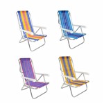 Ficha técnica e caractérísticas do produto 4 Cadeira de Praia Reclinável 8 Posições Cores Sortidas Bel - Bel Fix