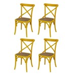 Ficha técnica e caractérísticas do produto 4 Cadeira Katrina Cross Amarela Decoradeira