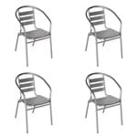 Ficha técnica e caractérísticas do produto 4 Cadeiras Poltrona em Alumínio para Jardim Áreas Externas - Mor