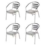 Ficha técnica e caractérísticas do produto 4 Cadeiras Poltrona em Alumínio para Jardim Áreas Externas - Mor