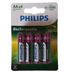 Ficha técnica e caractérísticas do produto 4 Pilhas Recarregável Philips Aa 2500mah Hr6 Mignon 1,2v