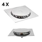 Ficha técnica e caractérísticas do produto 4 Ralos Inteligente Click para Banheiro 10x10 Cm Inox Top