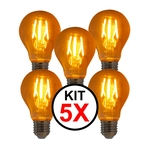 Ficha técnica e caractérísticas do produto 5X Lâmpada LED Filamento Retro Vintage A19 110V/220V 2,5w