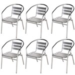 Ficha técnica e caractérísticas do produto 6 Cadeiras Poltrona em Alumínio para Jardim/Áreas Externas - MOR