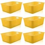 Ficha técnica e caractérísticas do produto 6 Caixas Organizadoras Maxi Grande Organize Cesto Plástico 40L Amarelo