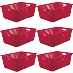 Ficha técnica e caractérísticas do produto 6 Caixas Organizadoras Maxi Grande Organize Cesto Plástico 40l Vermelho - ou