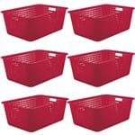 Ficha técnica e caractérísticas do produto 6 Caixas Organizadoras Maxi Grande Organize Cesto Plástico 40L Vermelho