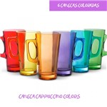Ficha técnica e caractérísticas do produto 6 Canecas Cappuccino Café 370ml Colorido - Casa Linda