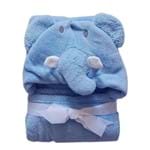 Ficha técnica e caractérísticas do produto Manta Baby com Capuz de Elefante Azul-Jolitex