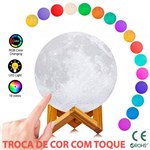 Ficha técnica e caractérísticas do produto Abajur Lua Cheia 3d Usb Luminária Touch 15cm Colorida Led