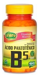 Ficha técnica e caractérísticas do produto Ácido Pantotênico Vitamina B5 Unilife 60 Cápsulas de 500Mg