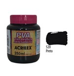 Ficha técnica e caractérísticas do produto Acrilex - Tinta Fosca PVA P/ Artesanato 250ml - Preto (520)