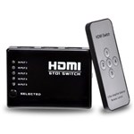 Ficha técnica e caractérísticas do produto Adaptador Hub Switch Hdmi 5x1 com Controle Remoto 5 Portas Hdmi Splitter Full Hd para Video Game, Tv - Xd