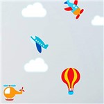 Ficha técnica e caractérísticas do produto Adesivo de Parede Aviões, Nuvens e Balão para Quarto de Bebê