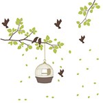 Ficha técnica e caractérísticas do produto Adesivo de Parede Casa dos Pássaros Grudado Colorido (44x109cm)