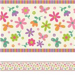 Ficha técnica e caractérísticas do produto Adesivo de Parede Faixa Decorativa Infantil Flores e Borboletas 10m X 10cm - Quartinhos
