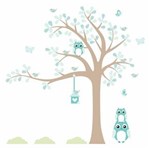 Ficha técnica e caractérísticas do produto Adesivo de Parede Infantil Árvore Coruja Baby Turquesa - Único