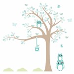 Ficha técnica e caractérísticas do produto Adesivo de Parede Infantil Árvore Coruja Baby Turquesa