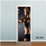 Ficha técnica e caractérísticas do produto Adesivo de Porta Academia Fitness Musculação #01