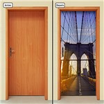Ficha técnica e caractérísticas do produto Adesivo Decorativo de Porta - Ponte do Brooklyn - 318cnpt