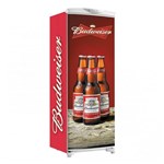 Adesivo para Envelopamento de Geladeira Total Três Garrafas de Budweiser Laterais Vermelhas Linhas Pretas 150X60cm - Sun...