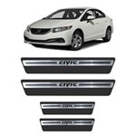 Ficha técnica e caractérísticas do produto Adesivo Soleira Premium Aço Escovado Honda Civic 06 > 17 4 Portas