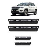 Ficha técnica e caractérísticas do produto Adesivo Soleira Premium Aço Escovado Jeep Compass 4 Portas