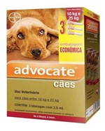 Ficha técnica e caractérísticas do produto Advocate para Cães de 10 a 25 Kg 2,5 ML - 3 Bisnagas