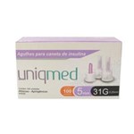 Ficha técnica e caractérísticas do produto Agulha Uniqmed Universal Curta 31G 5Mm C/ 100 Agulhas para Caneta de Insulina
