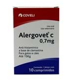 Ficha técnica e caractérísticas do produto Alergovet C 0,7mg 10 Comprimidos Coveli Antialérgico