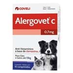 Ficha técnica e caractérísticas do produto Alergovet C 0,7mg para Cães e Gatos Uso Veterinário para Animais Até 15kg com 10 Comprimidos