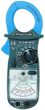 Ficha técnica e caractérísticas do produto Alicate Amperímetro Analógico 600A AC Temperatura - Minipa ET-3006