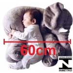 Ficha técnica e caractérísticas do produto Almofada Travesseiro Elefante de Pelúcia para Bebê Dormir Cinza 60cm - Franquia Ursos e Pelúcias