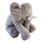 Almofada Travesseiro Elefante de Pelúcia para Bebê Dormir Cinza 60cm - LuckBaby
