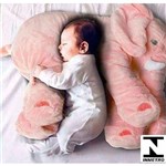 Ficha técnica e caractérísticas do produto Almofada Travesseiro Elefante de Pelúcia para Bebê Dormir Rosa 60cm - Ursos e Pelúcias
