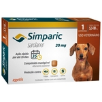 Ficha técnica e caractérísticas do produto Anti Pulgas Zoetis Simparic 20 Mg Para Cães 5,1 A 10 Kg - 1 Comprimidos