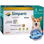 Ficha técnica e caractérísticas do produto Antipulgas Cães 10,1 a 20 Kg Simparic 40mg com 3 Comprimidos - Zoetis