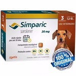 Ficha técnica e caractérísticas do produto Antipulgas Cães 5,1 a 10 Kg Simparic 20mg com 3 Comprimidos - Zoetis