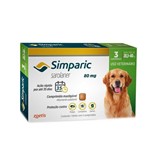 Ficha técnica e caractérísticas do produto Antipulgas Cães Simparic 80mg 20,1 à 40kg Zoetis 3 Comprimidos
