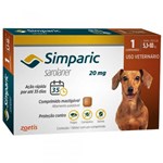 Ficha técnica e caractérísticas do produto Antipulgas e Carrapatos Zoetis Simparic 20mg para Cães 5,1 a 10kg com 1 Comprimido