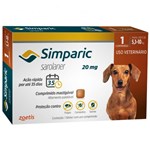 Ficha técnica e caractérísticas do produto Antipulgas e Carrapatos Zoetis Simparic 20mg para Cães 5,1 a 10kg com 1 Comprimidos