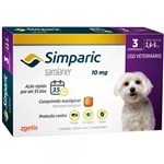 Ficha técnica e caractérísticas do produto Antipulgas e Carrapatos Zoetis Simparic 10mg com 3 Comprimidos para Cães 2,6 à 5kg