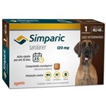 Ficha técnica e caractérísticas do produto Antipulgas Zoetis Simparic 120 Mg para Cães 40,1 Á 60 Kg - 1 Comprimido