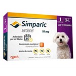 Ficha técnica e caractérísticas do produto Antipulgas Zoetis Simparic 10mg para Cães 2,6 a 5Kg - 1 Comprimido