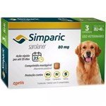 Ficha técnica e caractérísticas do produto Antipulgas Zoetis Simparic 80 Mg para Cães 20,1 a 40 Kg - 3 Comprimidos