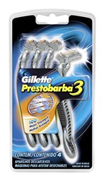 Ficha técnica e caractérísticas do produto Aparelho de Barbear Gillette Prestobarba 3 com 4 Unidades