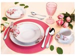 Aparelho de Jantar 30 Peças Casambiente - Porcelana Redondo Branco e Rosa Vintage Rose