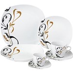 Ficha técnica e caractérísticas do produto Aparelho de Jantar 42 Peças Porcelana Quadrado Floral Branco - Rochelle