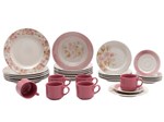 Aparelho de Jantar Chá 30 Peças Biona - Cerâmica Redondo Rosa Donna AE30-5160