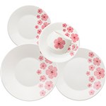 Aparelho de Jantar Chá 30 Peças Cerâmica Actual Aroma Branco Rosa - Biona